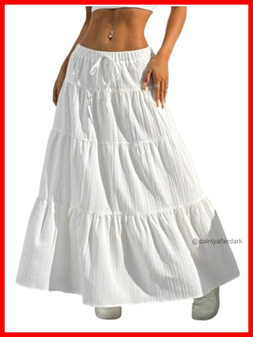 Women's High Waist Flowy A-Line Maxi Skirt Ruffle Elastic Boho Long